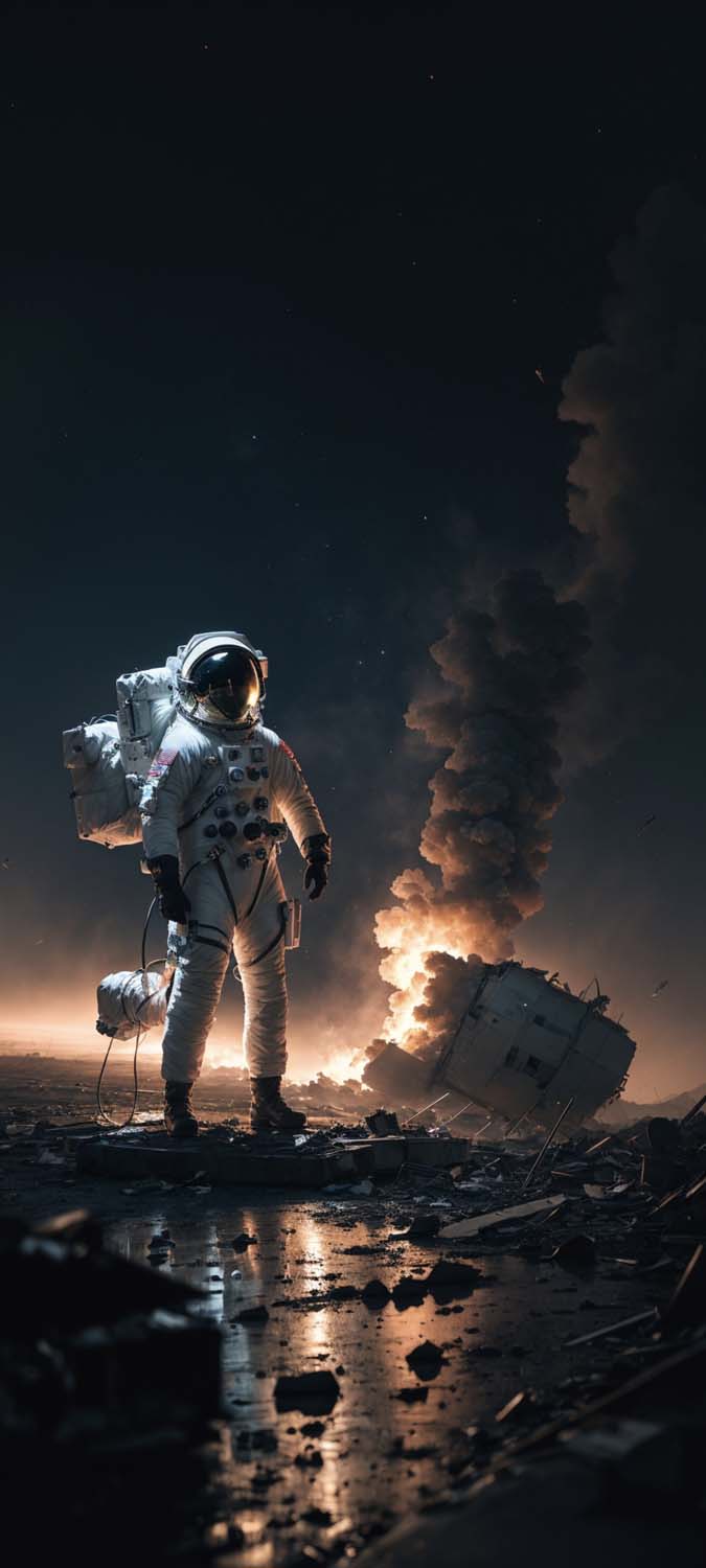 Astronaut Crash Site iPhone Wallpaper 4K