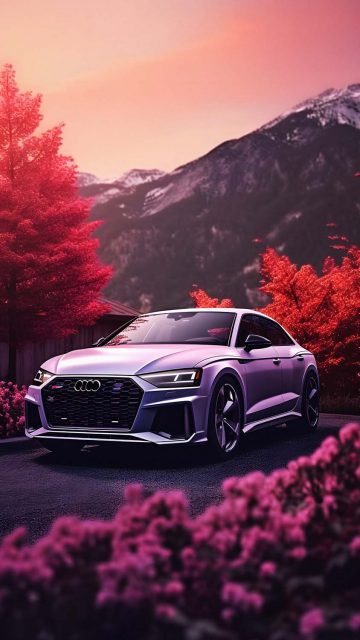 Audi in Autumn iPhone Wallpaper 4K