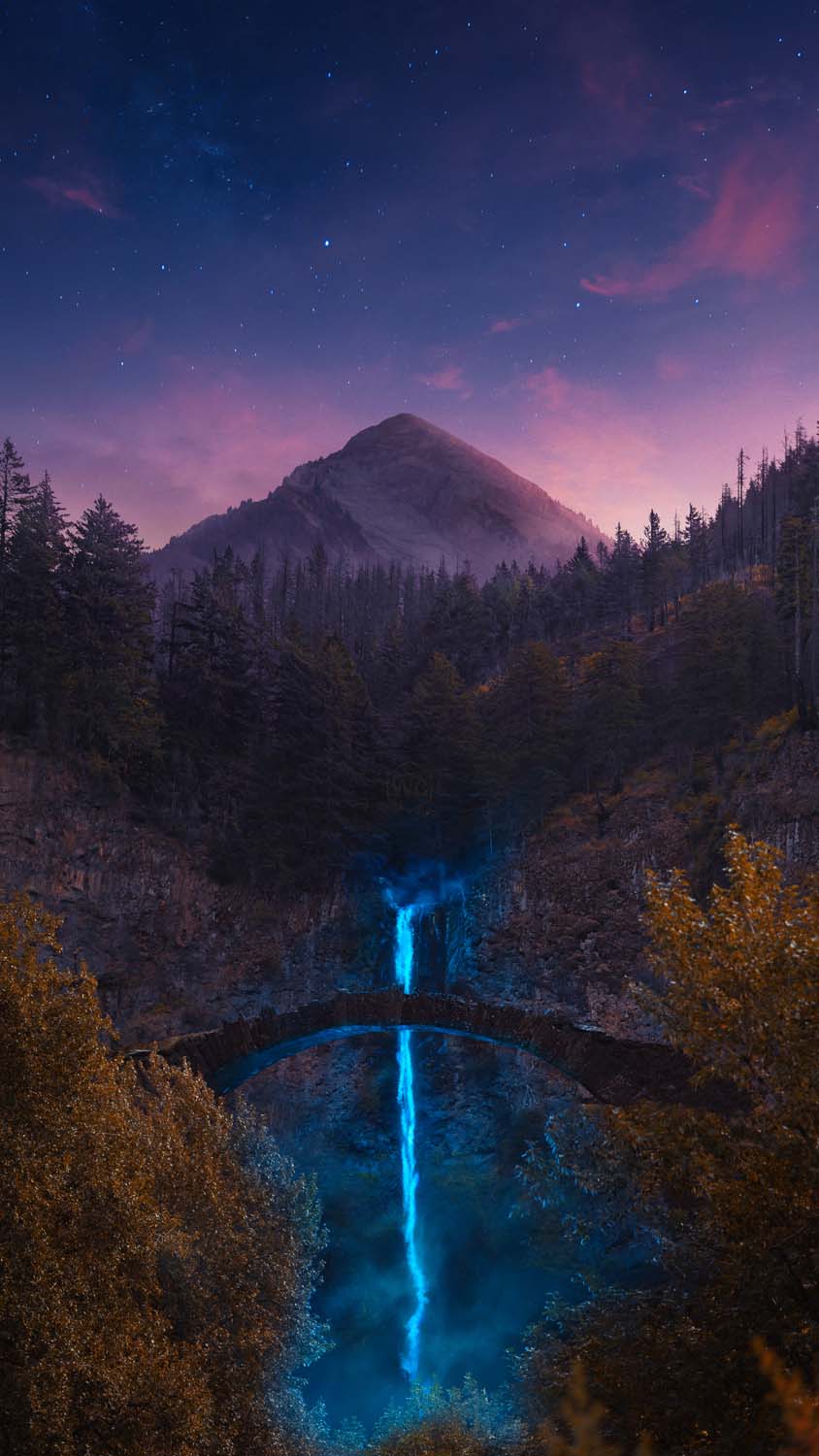 Blue Waterfall iPhone 15 Wallpaper