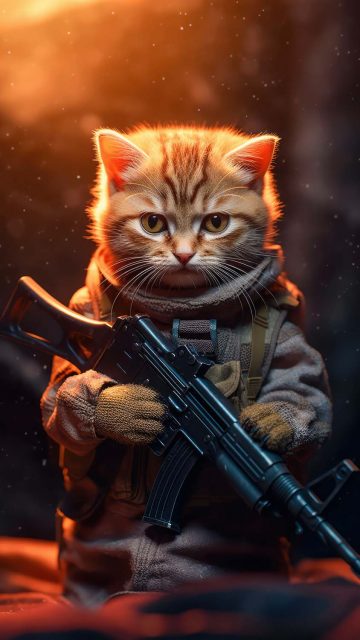 Cat Army Soldier iPhone Wallpaper HD