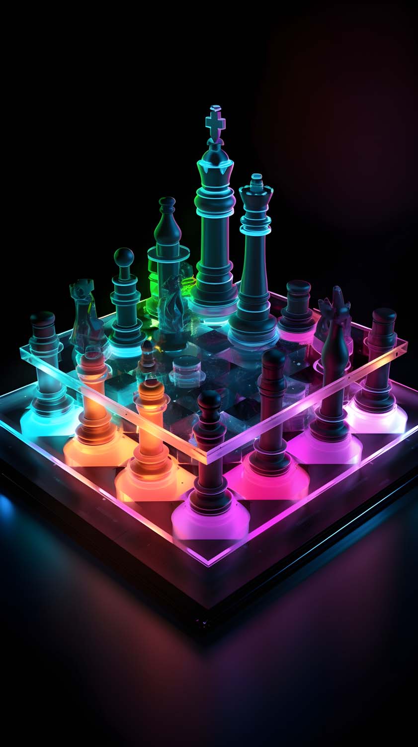 Chess Game Neon iPhone Wallpaper 4K