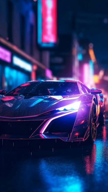 Cyberpunk Supercar iPhone Wallpaper 4K