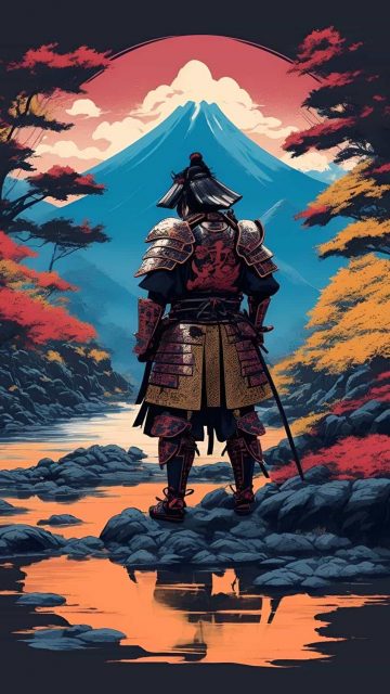 Fuji Samurai iPhone Wallpaper 4K