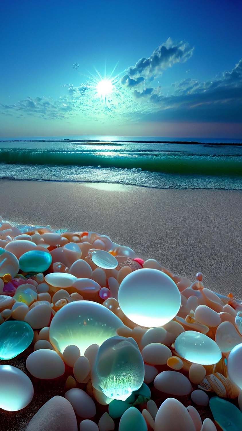 Glass Stones Beach iPhone Wallpaper 4K