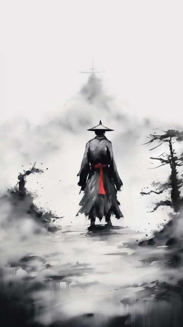 Grey Samurai iPhone Wallpaper 4K