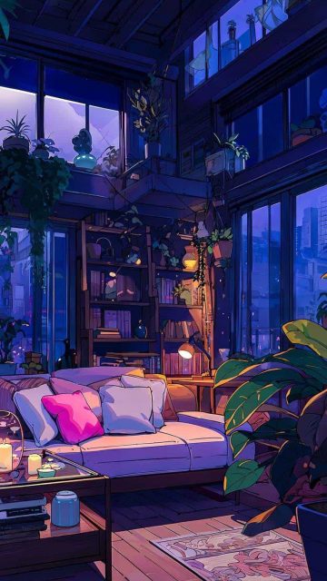 Living Room Library iPhone Wallpaper HD