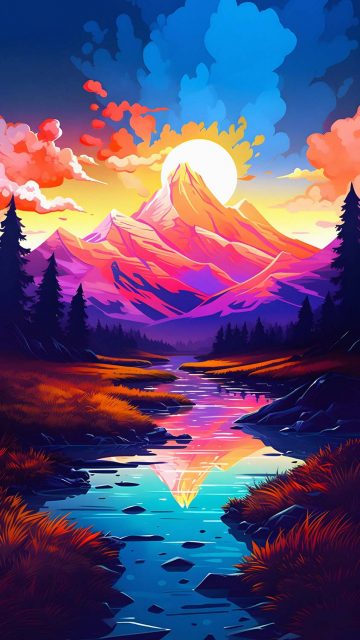 Mountains Scene iPhone Wallpaper 4K