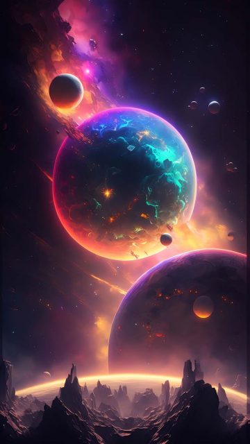 Multi Planets iPhone Wallpaper HD