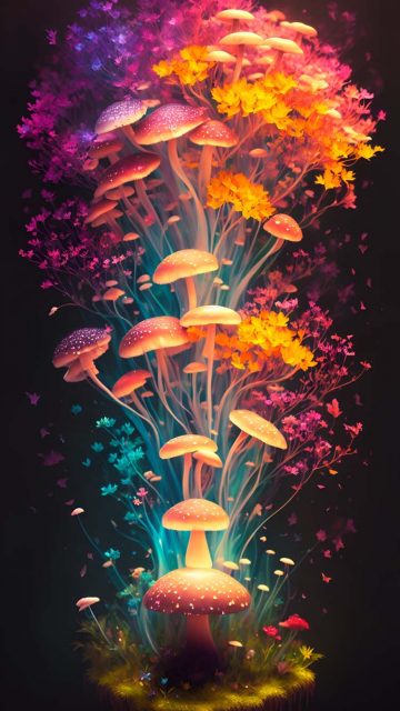 Mushroom Art iPhone Wallpaper 4K