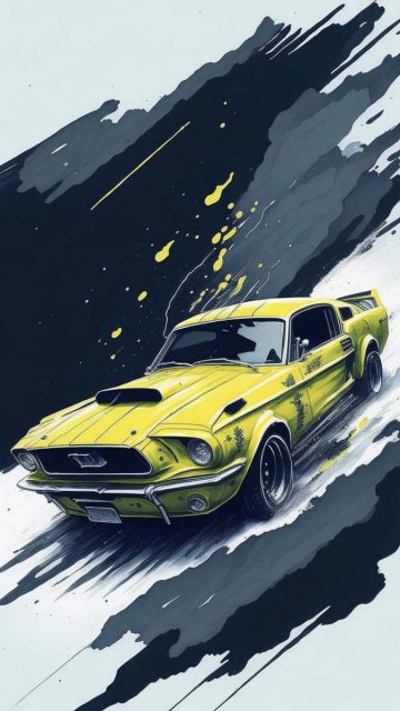 Mustang Art iPhone Wallpaper 4K