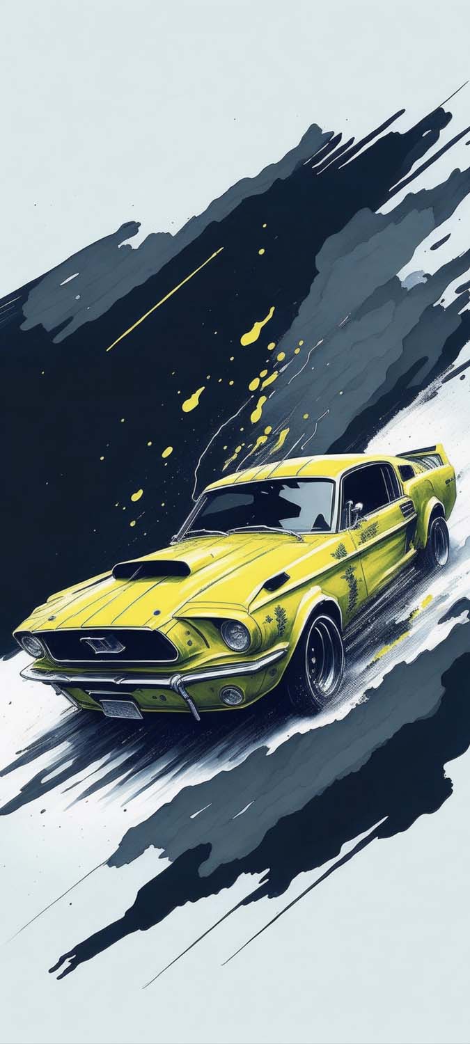 Mustang Art iPhone Wallpaper 4K
