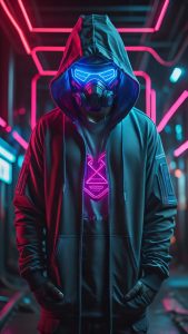 Neon Mask Hoodie iPhone Wallpaper 4K