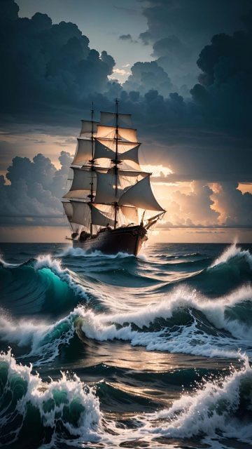 Ocean Ship iPhone Wallpaper 4K