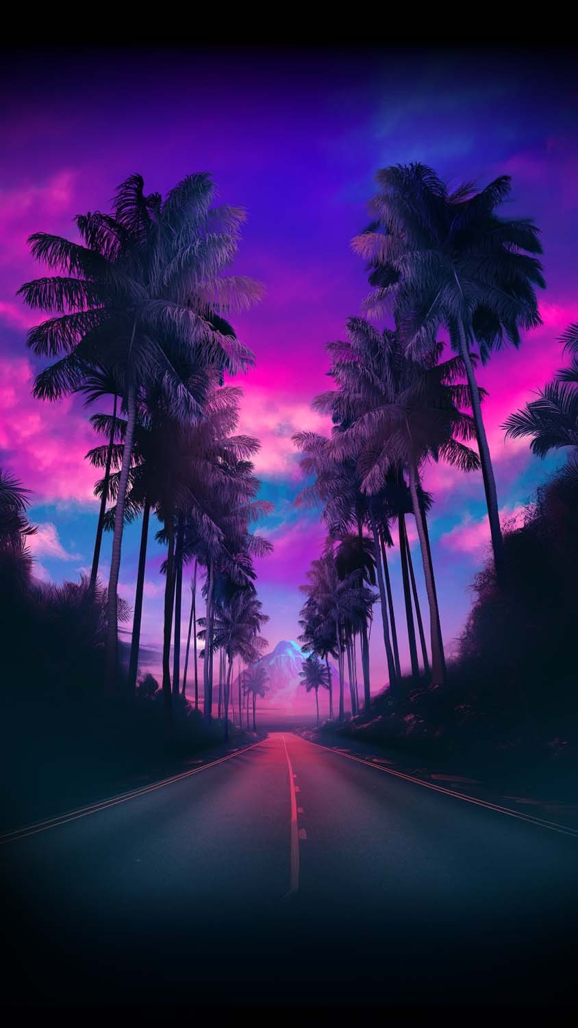 Palm Tree Road iPhone Wallpaper 4K
