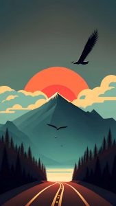 Sun Rise Road iPhone Wallpaper HD