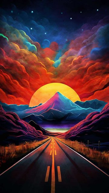 Sunrise Road iPhone Wallpaper 4K