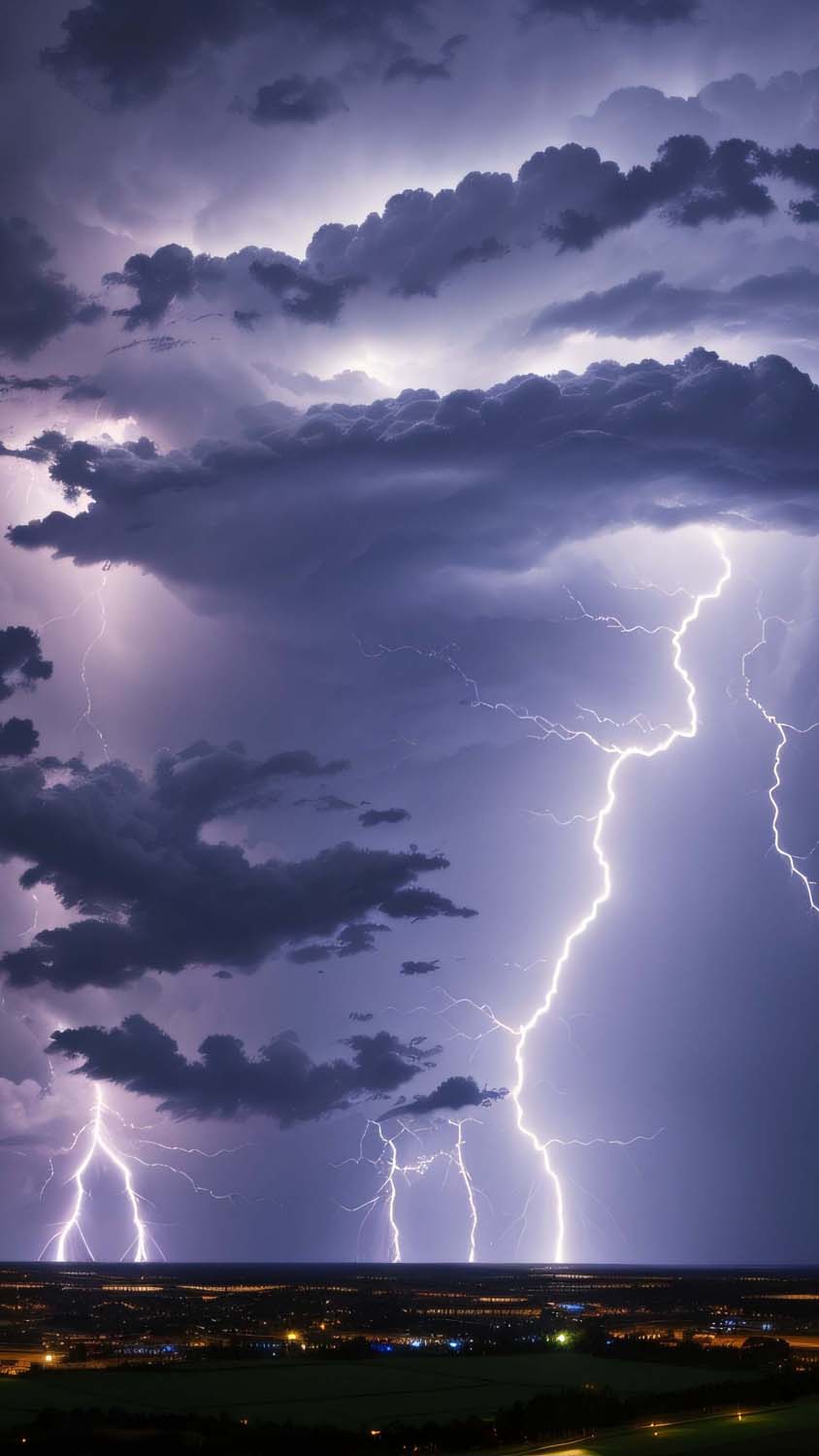 Thunder Striking Clouds iPhone Wallpaper HD