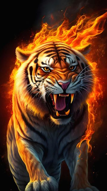 Tiger on Fire iPhone Wallpaper 4K - iPhone Wallpapers