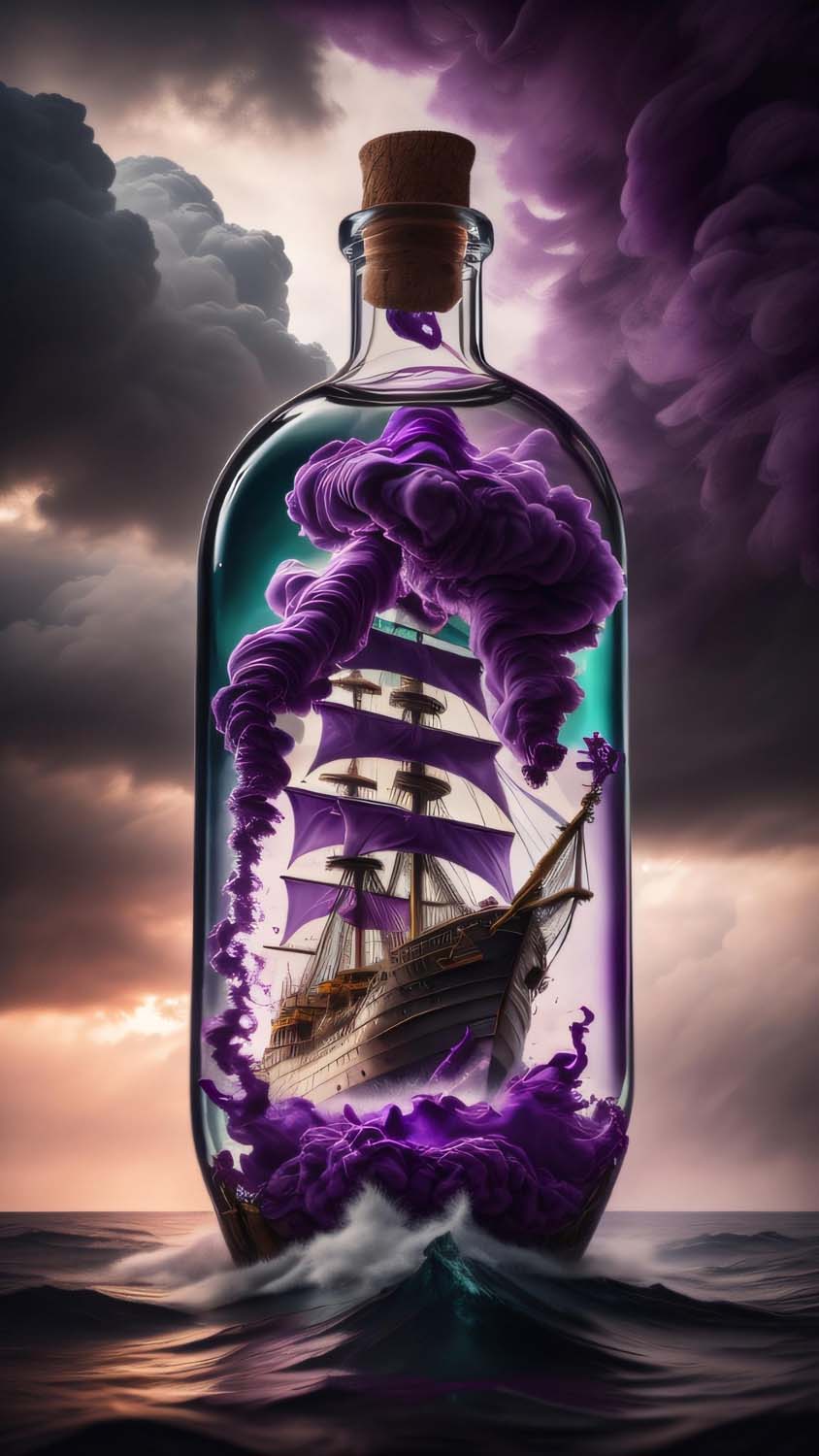 War Ship in Glass Jar iPhone Wallpaper HD