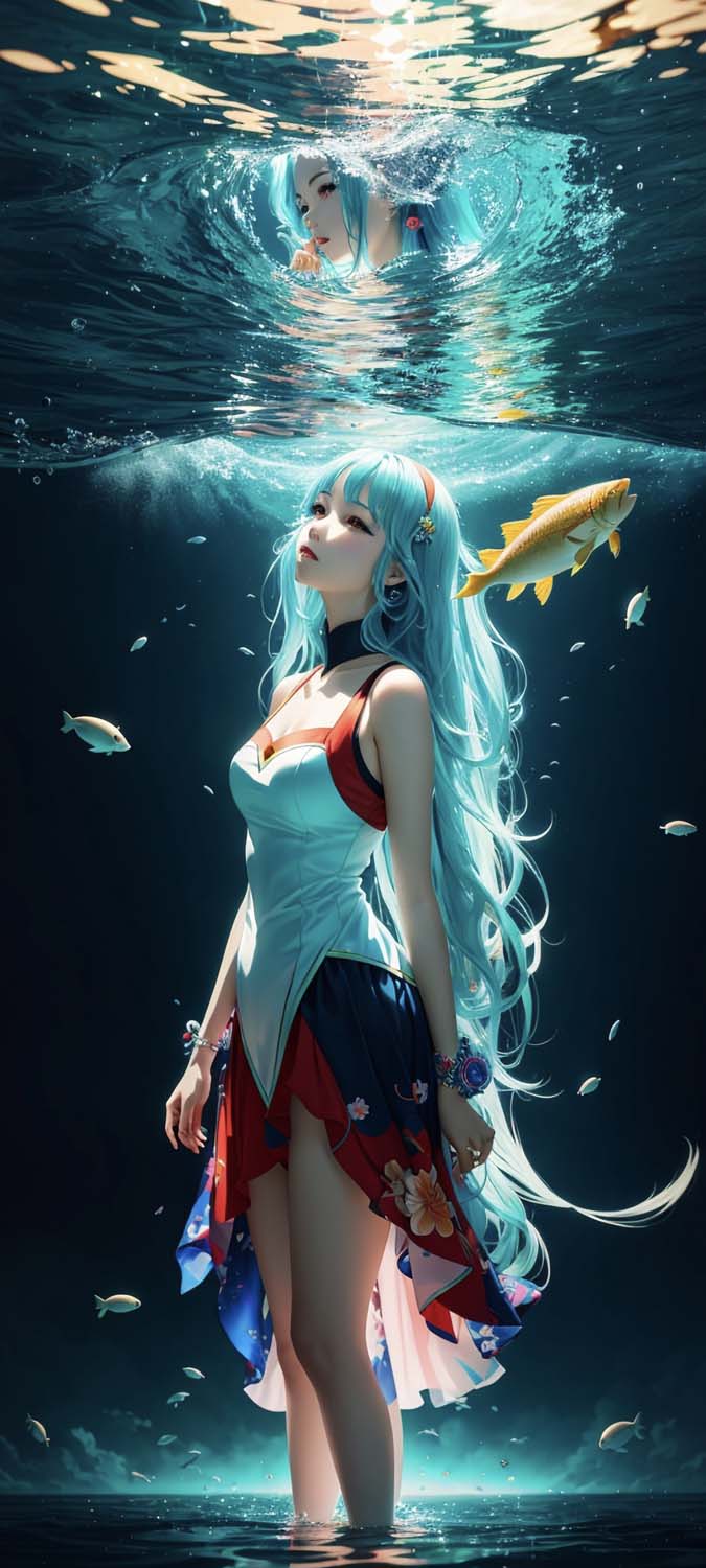 Water Girl iPhone Wallpaper 4K