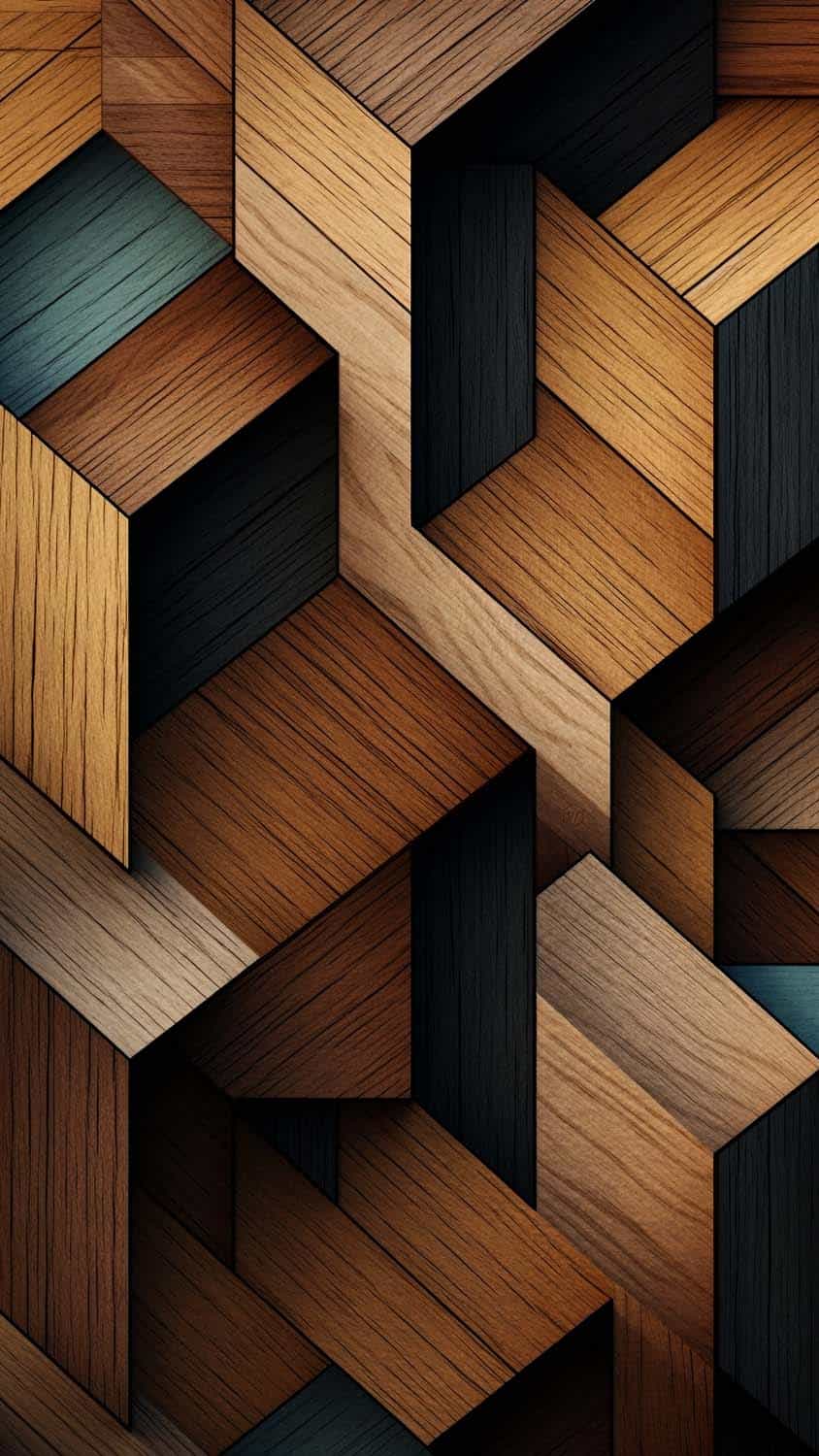 3D Wood illusion iPhone Wallpaper 4K