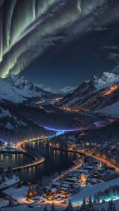 Aurora City iPhone Wallpaper 4K