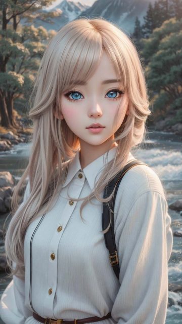 Blue Eyes Blonde Girl Portrait iPhone Wallpaper 4K