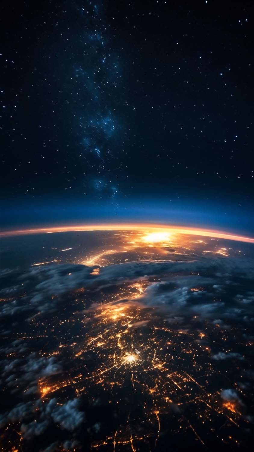 City Lights from Space iPhone Wallpaper 4K