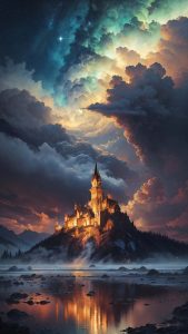 Cloudy Castle iPhone Wallpaper 4K