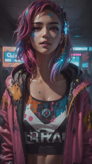 Cyberpunk Ai Girl iPhone Wallpaper 4K