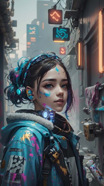 Cyberpunk Asian Girl iPhone Wallpaper 4K