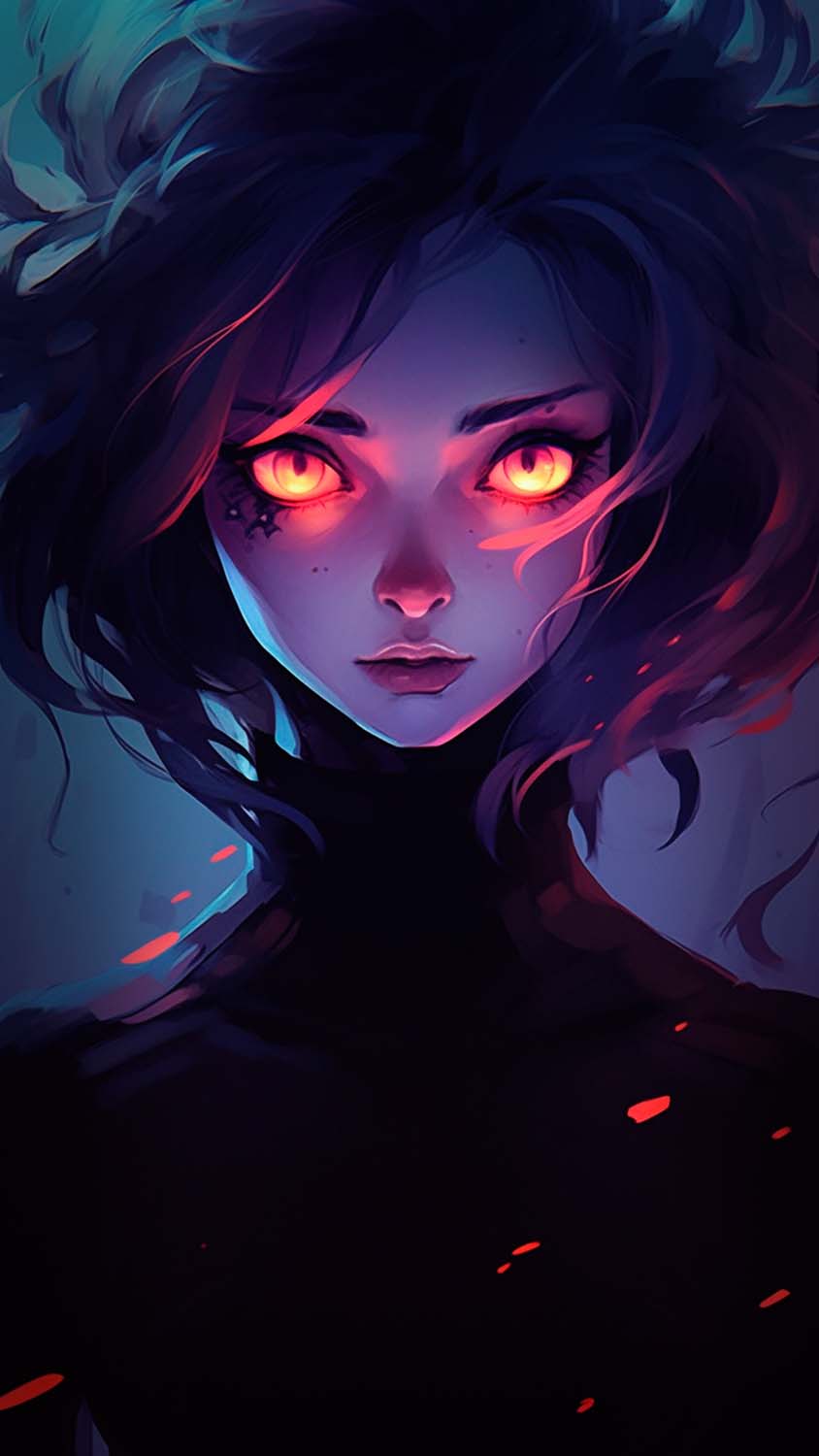 Anime Girl Mask Glowing Eyes 4K Phone iPhone Wallpaper #1234a