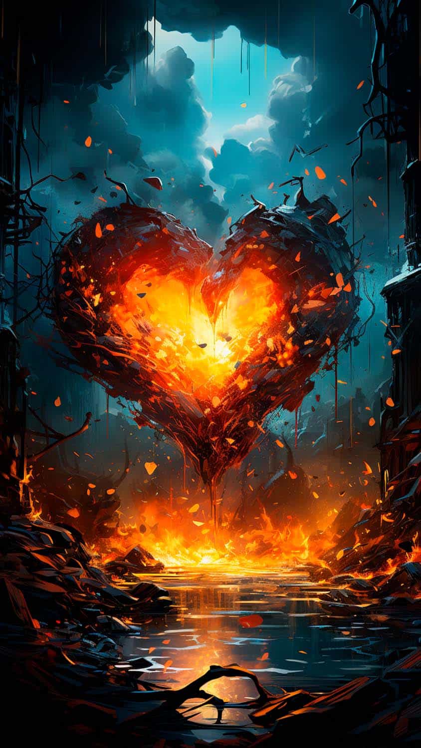Fire Heart iPhone Wallpaper 4K
