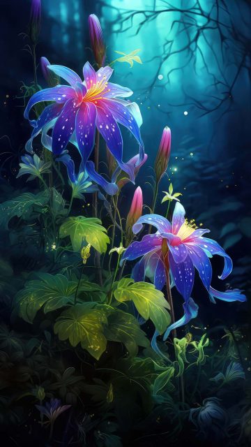 Flowers Glow iPhone Wallpaper 4K