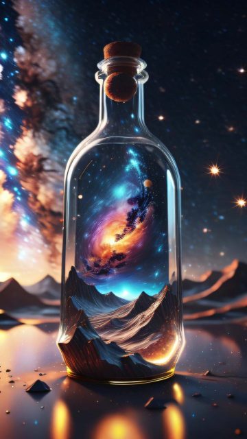 Galaxy in Glass Jar iPhone Wallpaper 4K