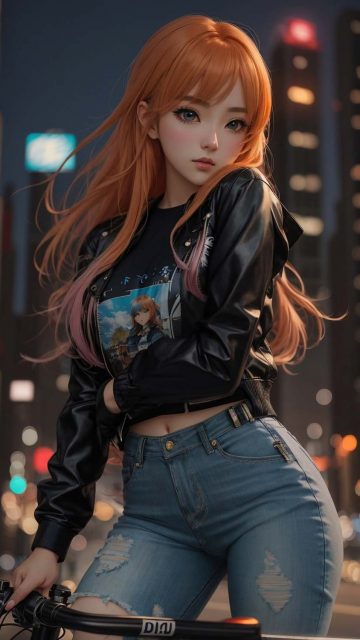 Girl Urban Night iPhone Wallpaper 4K