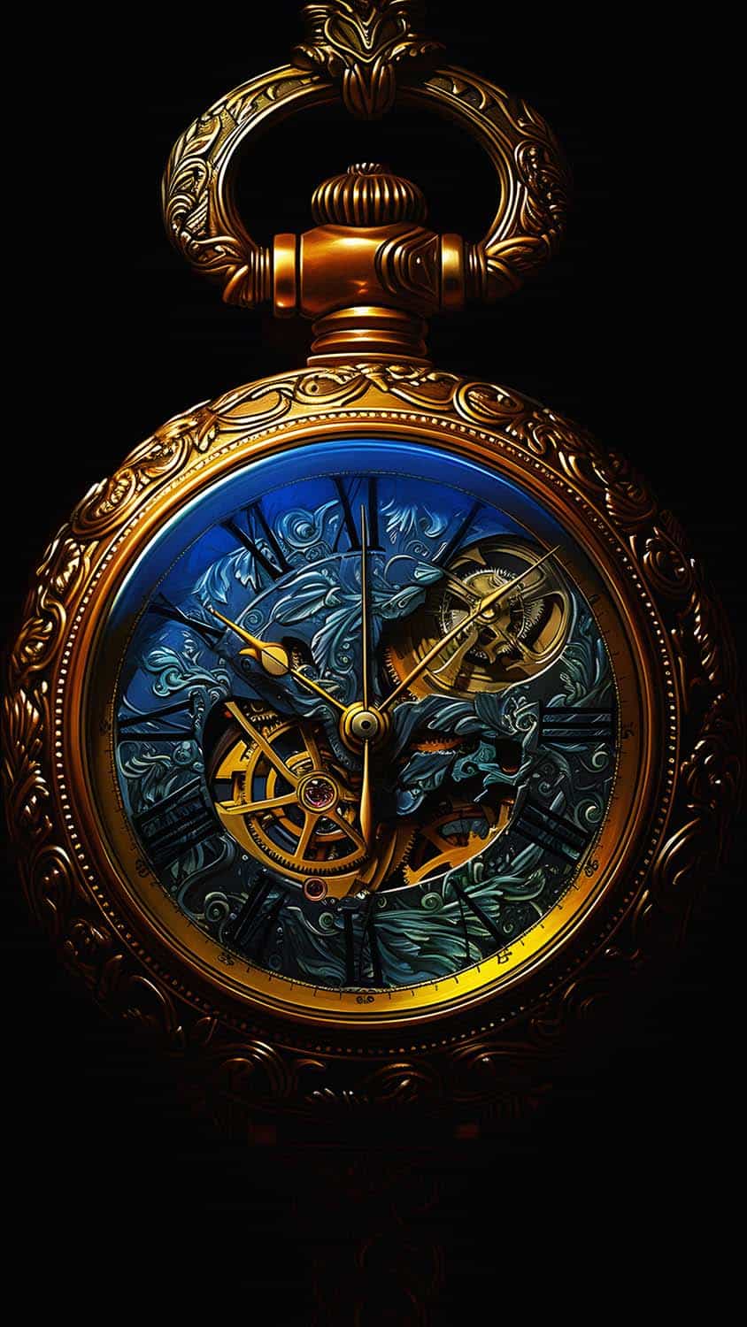 Golden Clock iPhone Wallpaper 4K