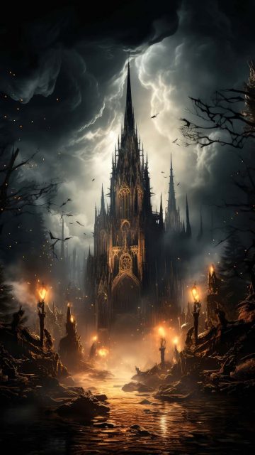 Halloween Castle iPhone Wallpaper 4K