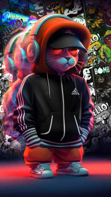 Hoodie Cat iPhone Wallpaper 4K