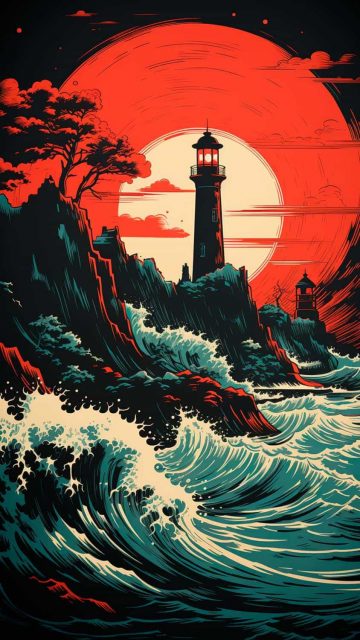 Lighthouse Art iPhone Wallpaper 4K