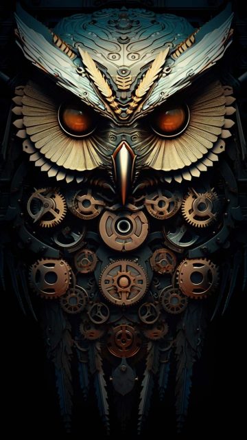 Machine Owl iPhone Wallpaper 4K