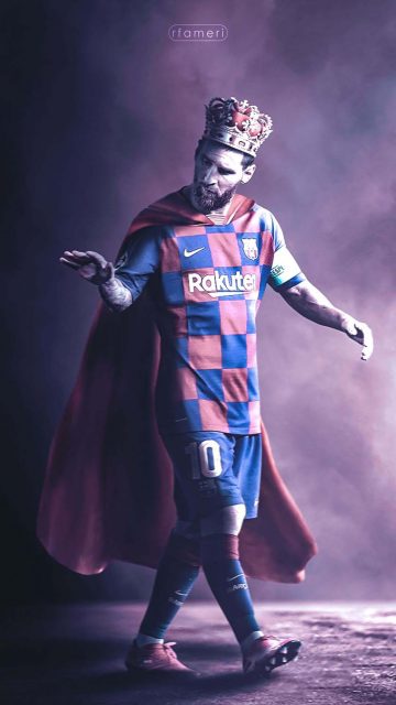 Messi Football King Walk iPhone Wallpaper 4K
