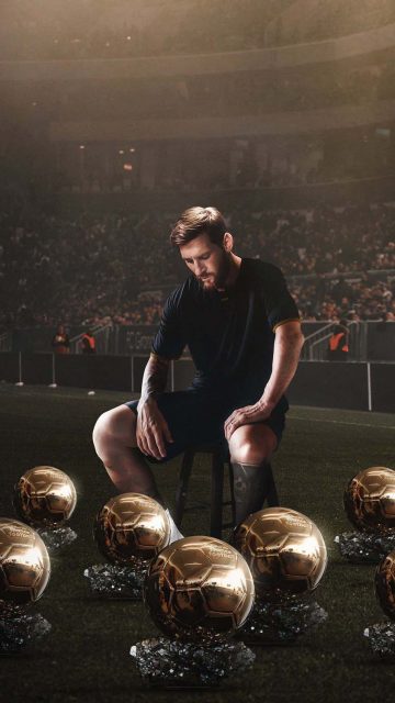 Messi Golden Football iPhone Wallpaper 4K