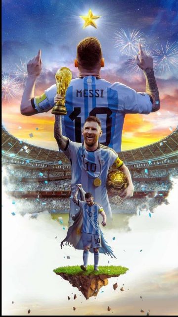 Messi The Champion iPhone Wallpaper 4K