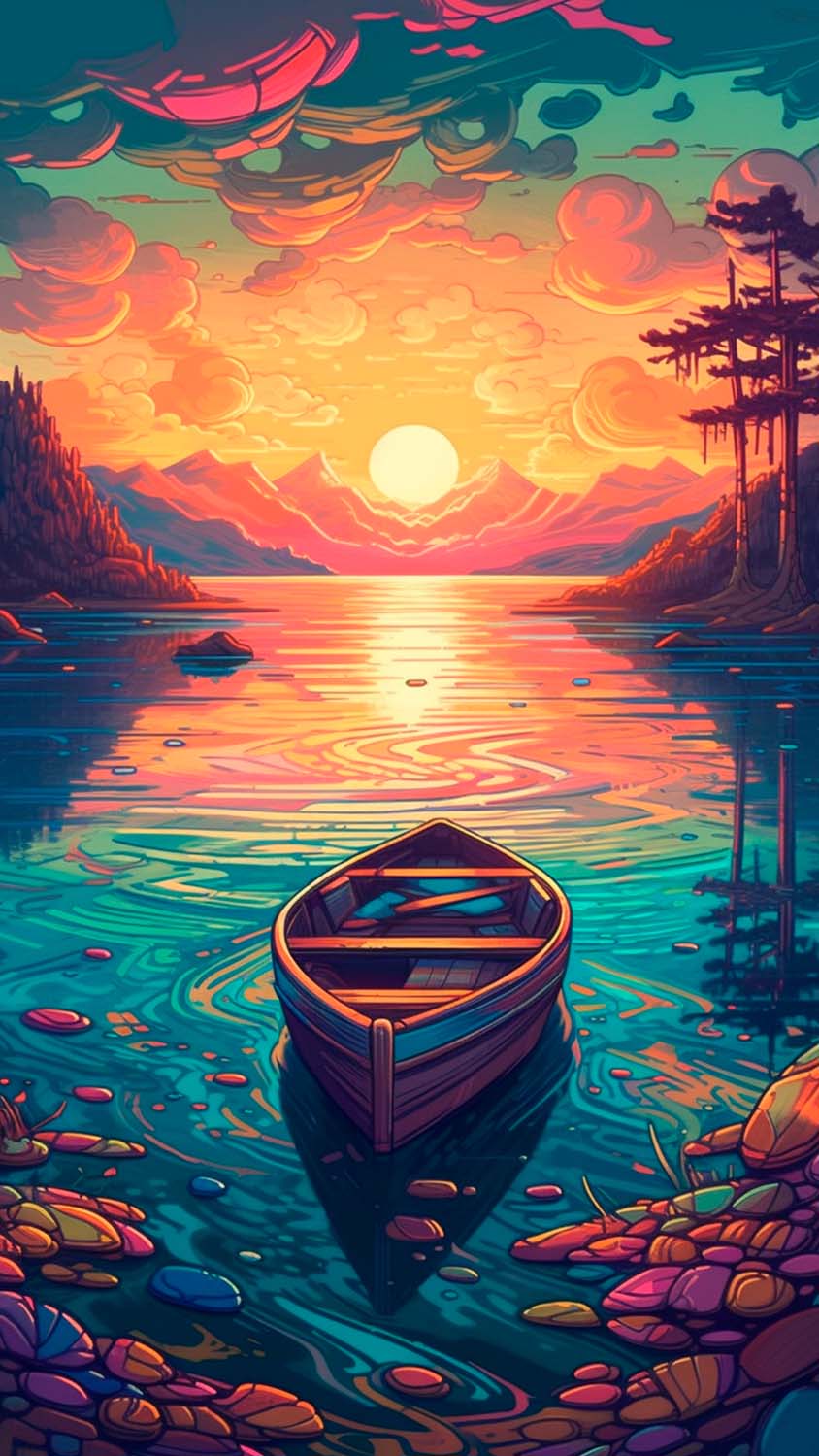 Mini Boat Horizon Scenery iPhone Wallpaper 4K