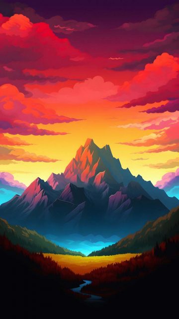 Mountain Landscape Art iPhone Wallpaper 4K