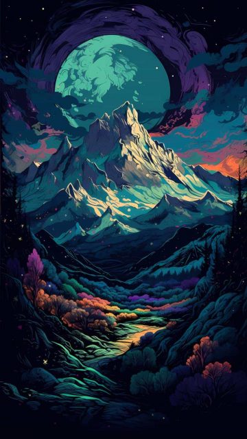 Mountain Moon iPhone Wallpaper 4K