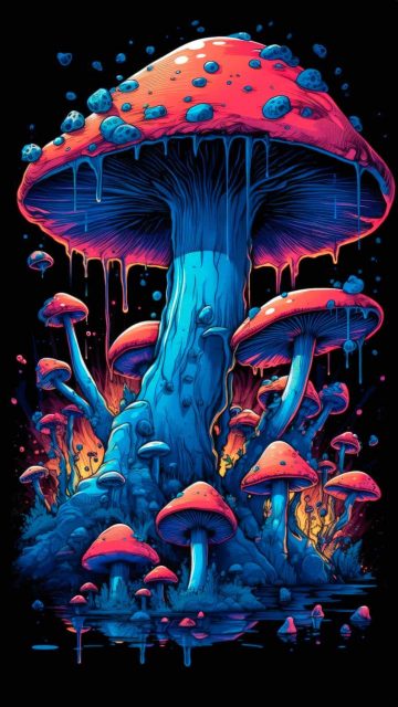 Mushroom Art iPhone Wallpaper 4K