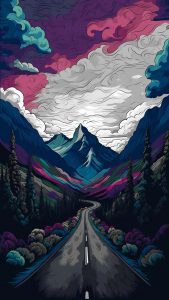 Nature Road Artwork iPhone Wallpaper 4K