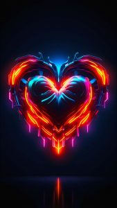Neon Heart iPhone Wallpaper 4K